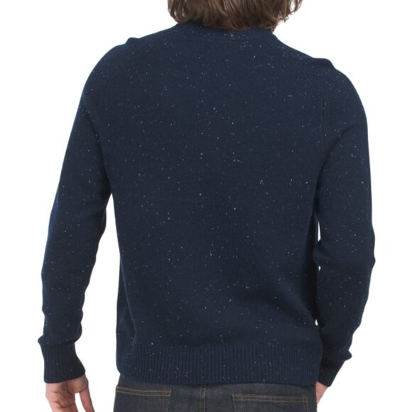 NEW THEORY Dinin Wool And Cashmere Crew Neck Sweater navy multi for men 1065tn - Picture 2 of 5